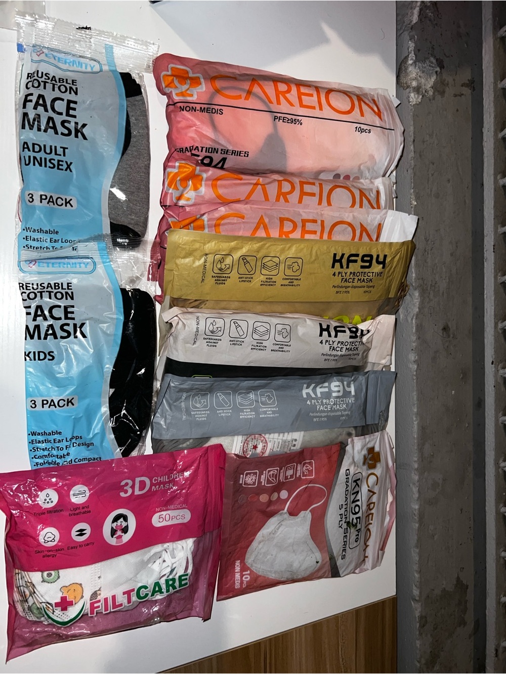 Assorted Face Masks Pack - Pink, Yellow, Gray, White